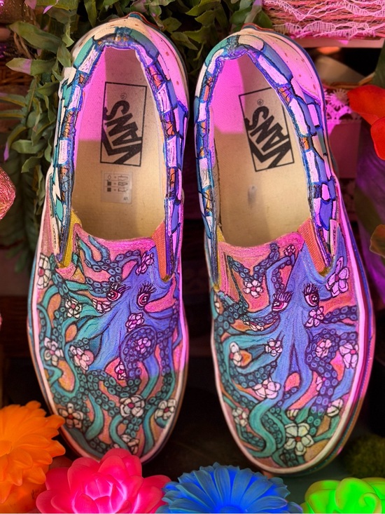 Vans Shoes - Vans Slip-On Sneakers with Hand-Drawn Octopus Art by Swhitey